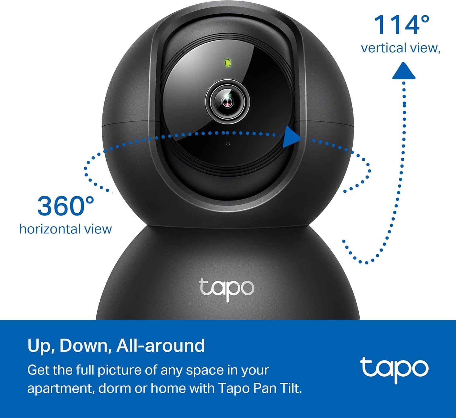 imageTapo 1080p PanTilt IndoorOutdoor Security Camera  Free PersonBaby Cry Detect ampamp Motion Track 360 Pan Color Night Vision SDCloud Storage Works wAlexa ampamp Google Home HybridCam 360Black