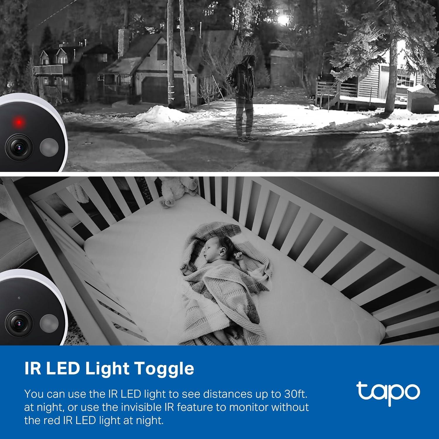 imageTapo 2K 3MP IndoorOutdoor Security Camera  Free PersonMotionBaby Cry Detection Color Night Vision IP65 Weatherproof SDCloud Storage Works wAlexa ampamp Google Home HybridCamWhite