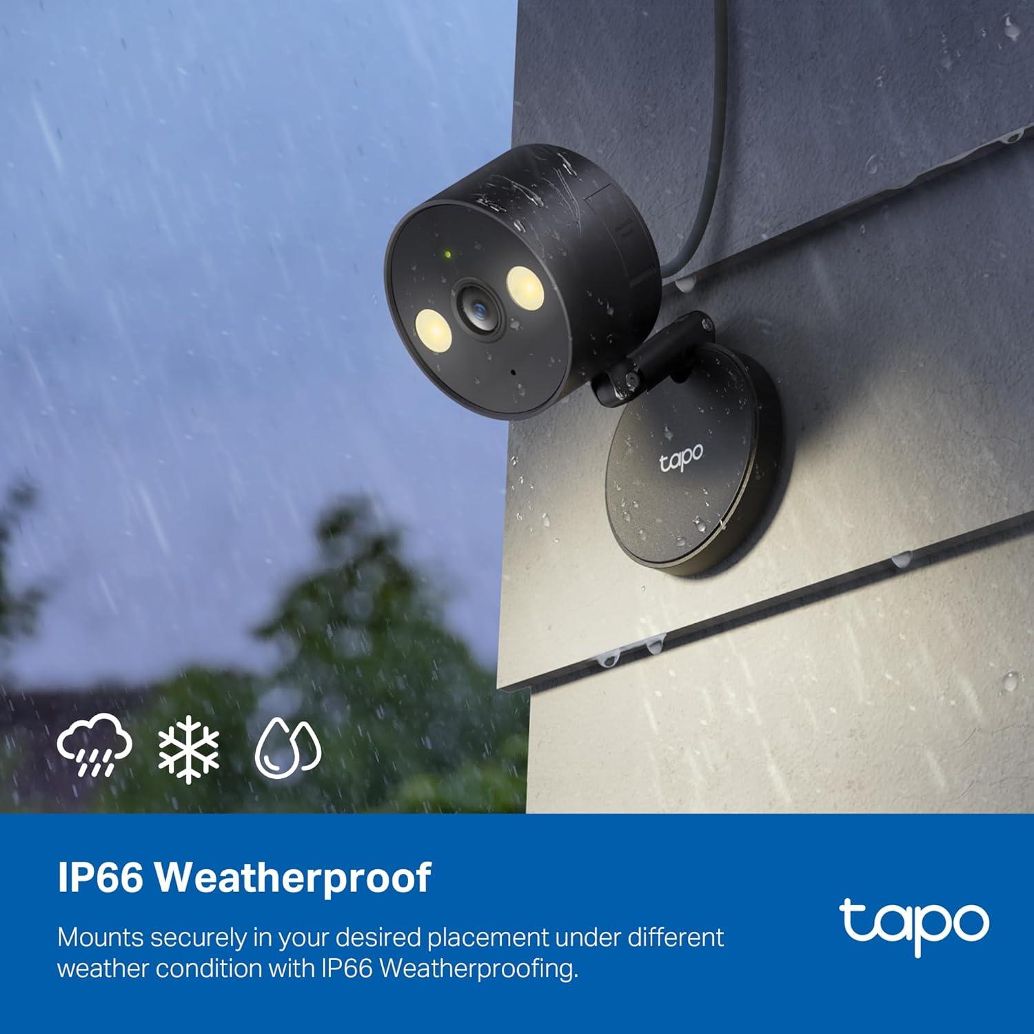 imageTapo 2K 3MP IndoorOutdoor Security Camera  Free PersonMotionBaby Cry Detection Color Night Vision IP65 Weatherproof SDCloud Storage Works wAlexa ampamp Google Home HybridCamBlack