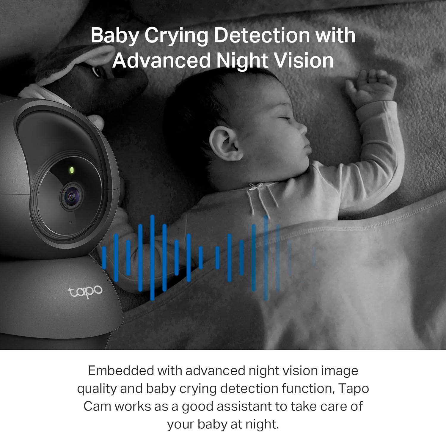 imageTapo 2K 3MP PanTilt IndoorOutdoor Security Camera Free PersonBaby Cry Detect ampamp Motion Track 360 Pan Color Night Vision SDCloud Storage Works wAlexa ampamp Google Home HybridCam 360 BlackBlack