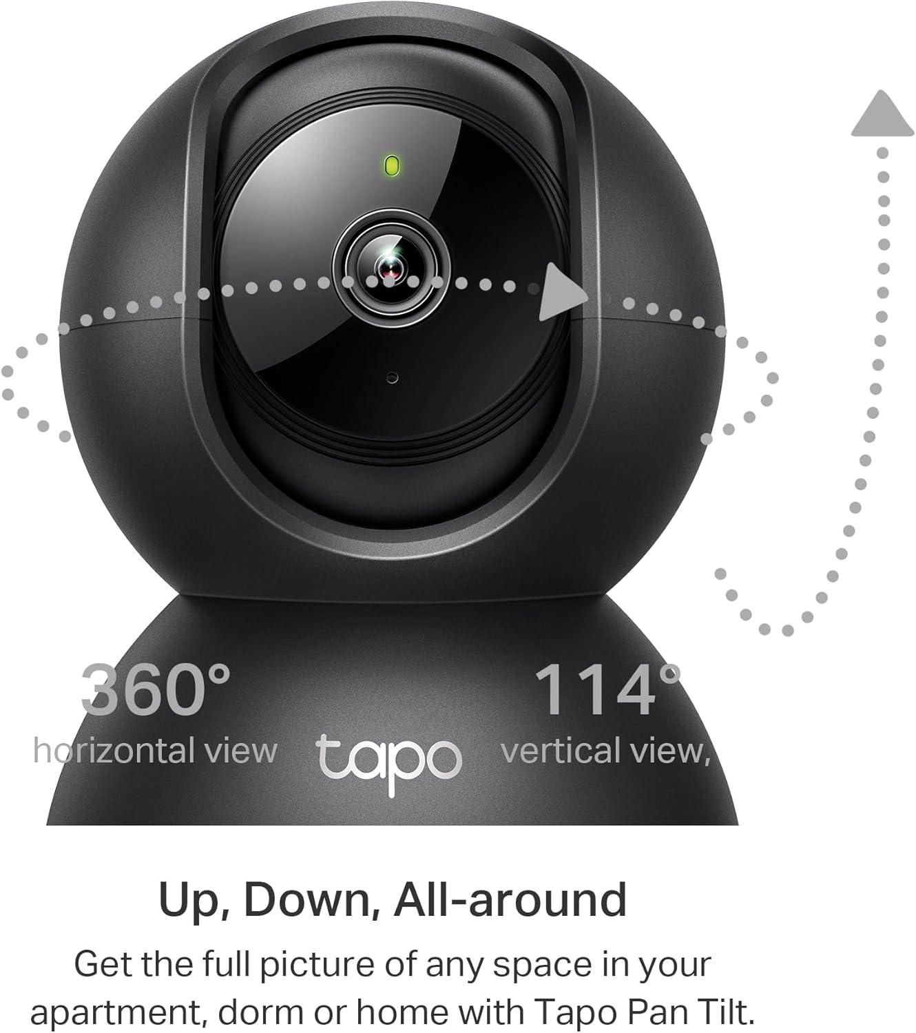imageTapo 2K 3MP PanTilt IndoorOutdoor Security Camera Free PersonBaby Cry Detect ampamp Motion Track 360 Pan Color Night Vision SDCloud Storage Works wAlexa ampamp Google Home HybridCam 360 BlackBlack