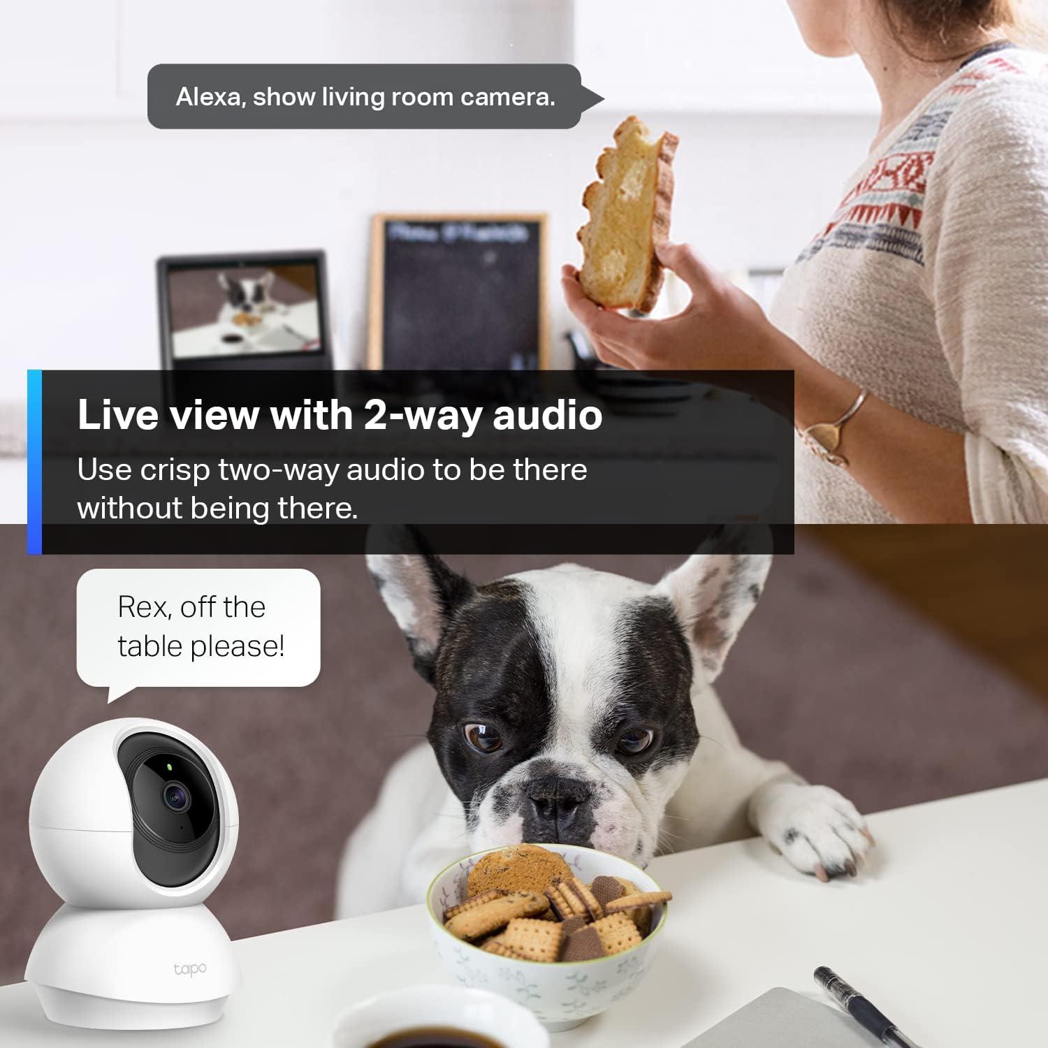 imageTapo 2K 3MP PanTilt IndoorOutdoor Security Camera Free PersonBaby Cry Detect ampamp Motion Track 360 Pan Color Night Vision SDCloud Storage Works wAlexa ampamp Google Home HybridCam 360 BlackWhite