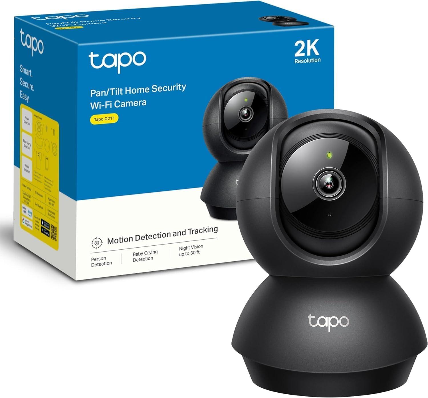 imageTapo 2K 3MP PanTilt IndoorOutdoor Security Camera Free PersonBaby Cry Detect ampamp Motion Track 360 Pan Color Night Vision SDCloud Storage Works wAlexa ampamp Google Home HybridCam 360 BlackBlack