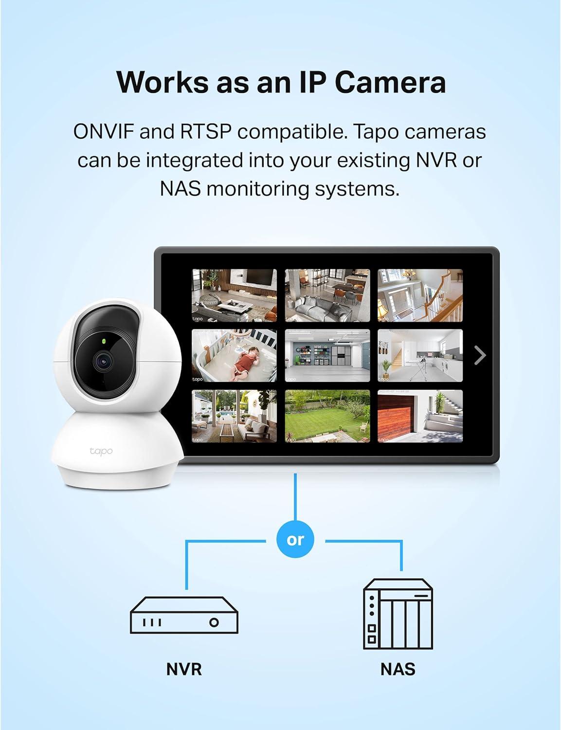 imageTapo 2K 3MP PanTilt IndoorOutdoor Security Camera Free PersonBaby Cry Detect ampamp Motion Track 360 Pan Color Night Vision SDCloud Storage Works wAlexa ampamp Google Home HybridCam 360 BlackWhite