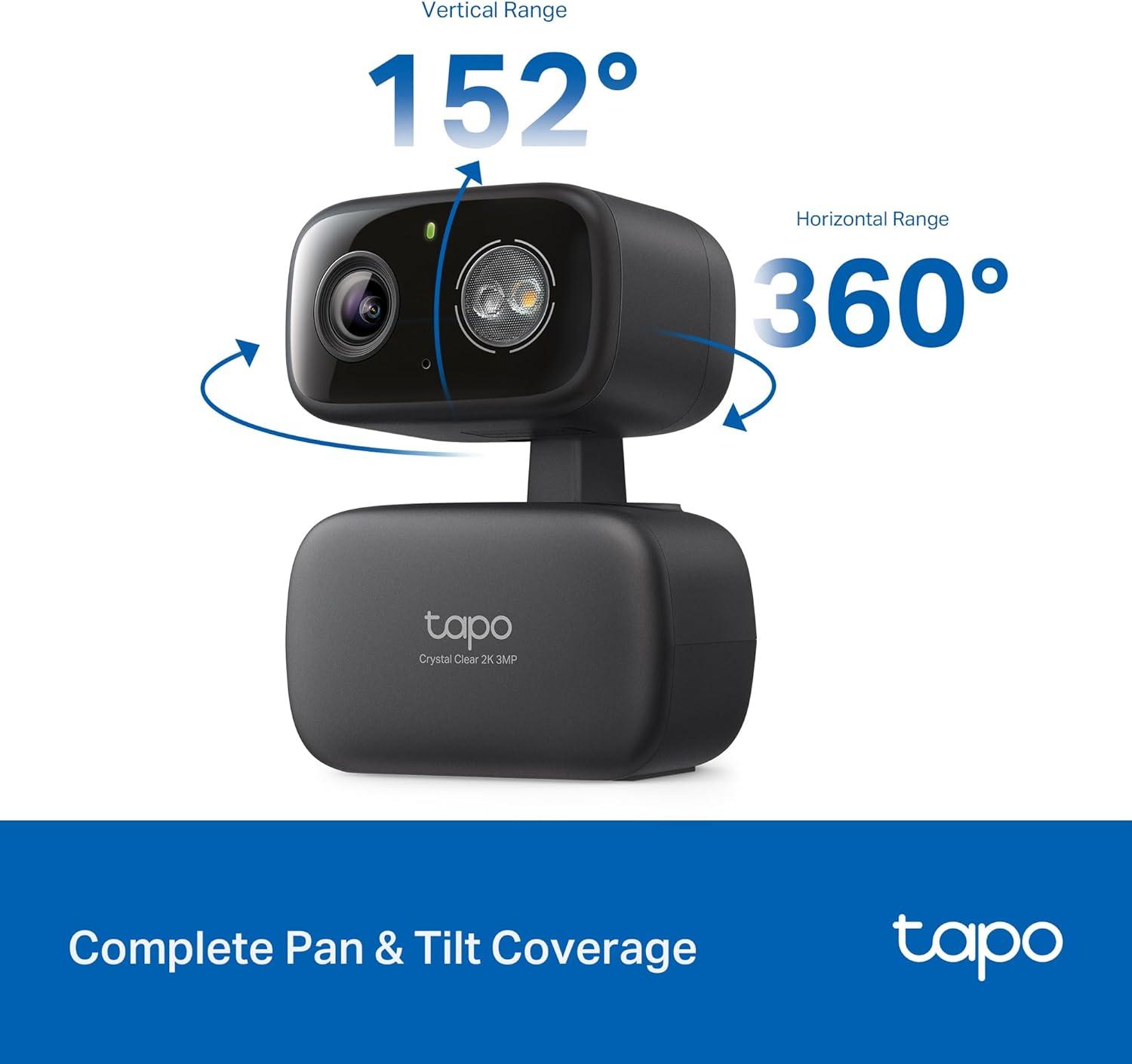 imageTapo 2K 3MP PanTilt IndoorOutdoor Security Camera Free PersonBaby Cry Detect ampamp Motion Track 360 Pan Color Night Vision SDCloud Storage Works wAlexa ampamp Google Home HybridCam 360 BlackBlack
