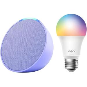 imageEcho Pop with TPLink Tapo Smart Color BulbLavender Bloom