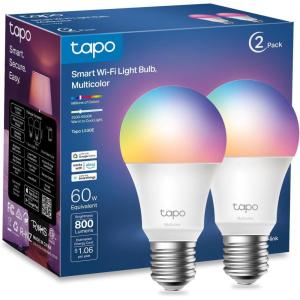 imageTapo TPLink Smart Light Bulbs 16M Colors RGBW Dimmable Compatible with Alexa and Google Home A19 60W Equivalent 800LM CRIampgt90 24GHz WiFi only No Hub Required L530E4Pack2 Pack