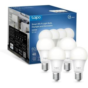 imageTapo TPLink Smart Light Bulbs 800 Lumens 60W Equivalent 2700K Soft Warm White LED Bulb Dimmable Compatible with Alexa and Google Home No Hub Required A19 E26 L510E 4Pack800lm 4000k Daylight White