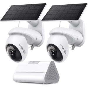 imageTapo 4K Outdoor SolarPowered PanTilt Cameras C660 KIT x 2Camera Smart Hub H500 x1 Bundle Expandable Local Storage up to 16TB No Monthly Fee PersonVehiclePet Detection