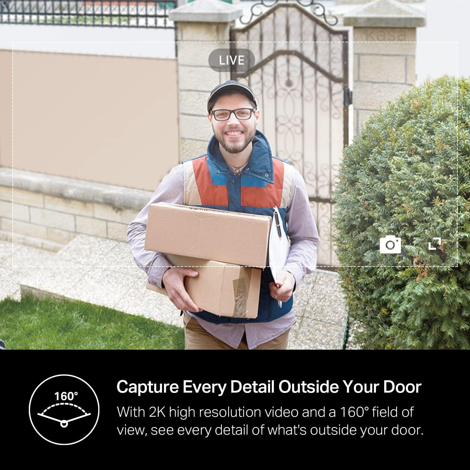 imageKasa Smart Video Doorbell Camera Hardwired wChime 2K Resolution Alwayson Power Night Vision 2Way Audio RealTime Notification Cloud ampamp SD Card Storage Works wAlexa ampamp Google Home KD110