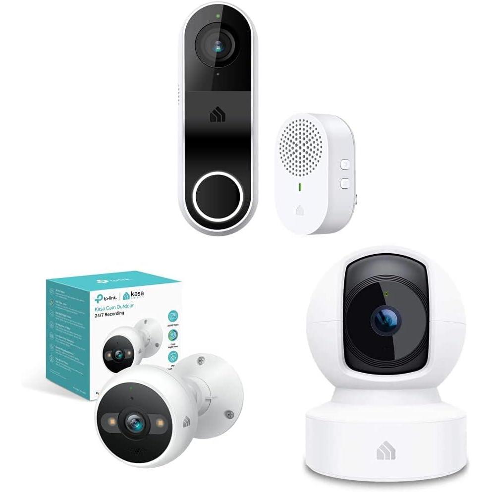 imageKasa Smart Video Doorbell  Indoor Security Camera  Outdoor Security Camera Bundle KD110  EC70  KC420WS