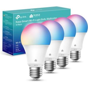 imageKasa Smart Light Bulbs Full Color Changing Dimmable Smart WiFi Bulbs Compatible with Alexa and Google Home A19 9W 800 Lumens24Ghz only No Hub Required 4 Count Pack of 1 Multicolor KL125P4800 Lumens  4Pack